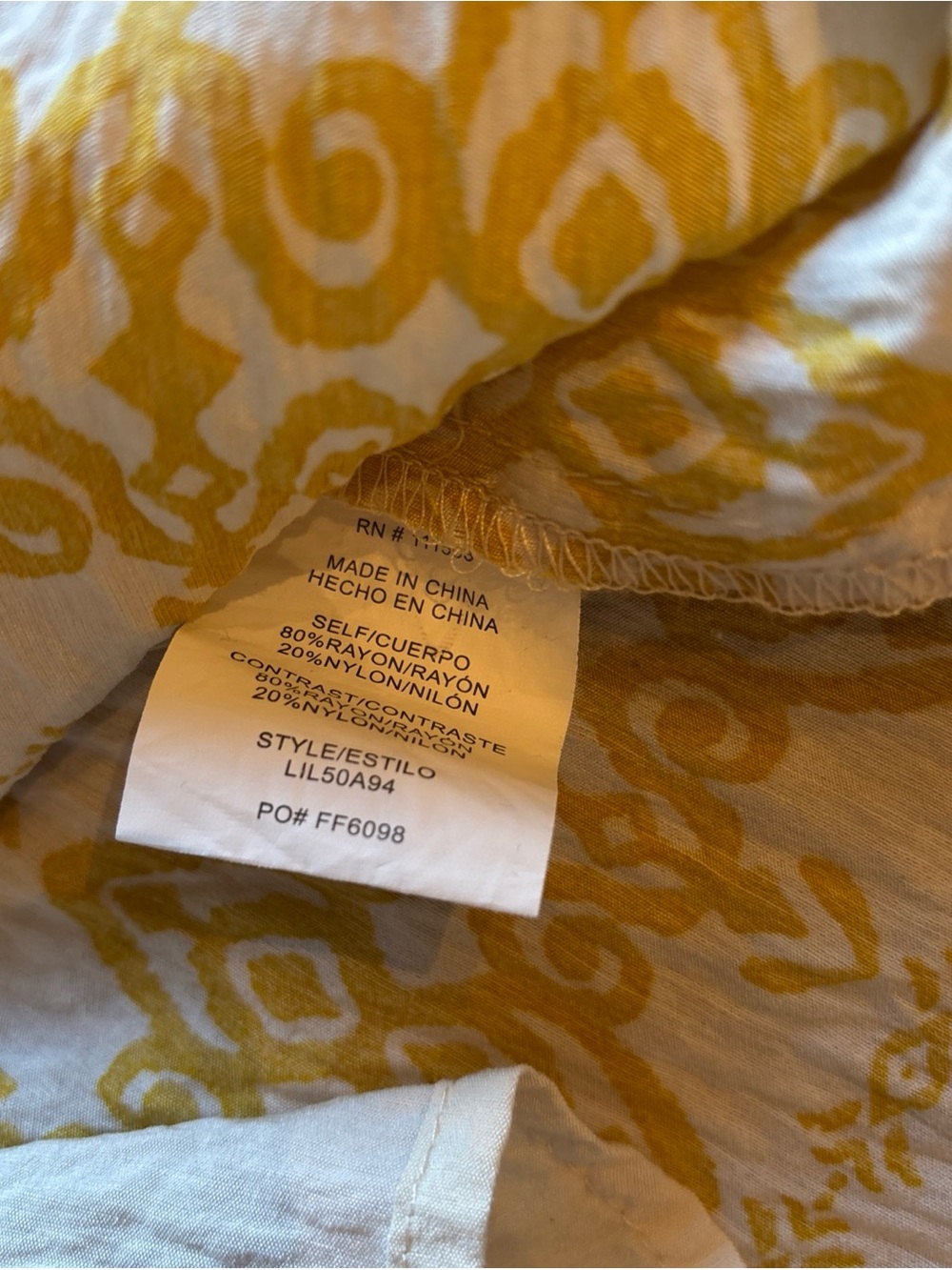 Yellow Patterned Tiered Midi Dress with V-Notch Neck - Picture 9 of 10